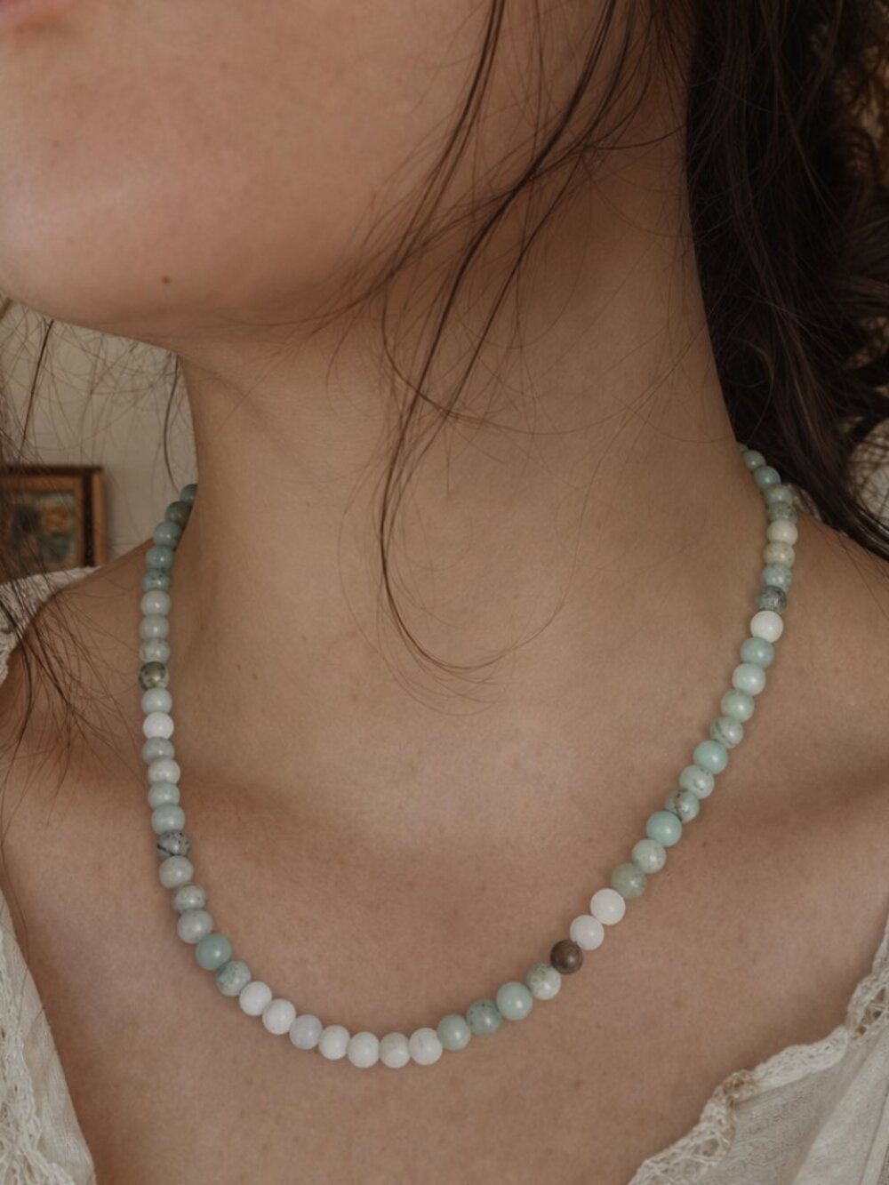 Natural Amazonite with White Jade Necklace